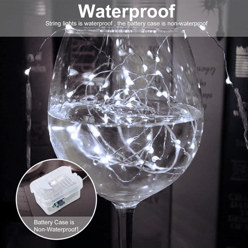 AIKEI 12 Pack LED Fairy Lights - Waterproof Silver Wire String Lights for DIY Decor | 7 Feet, 20 LEDs