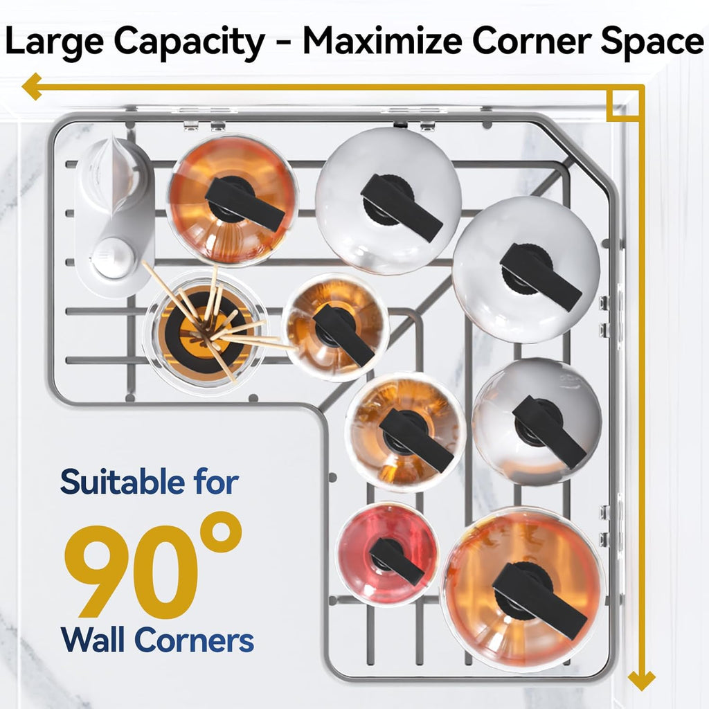 YASONIC Shower Caddy | 3-Pack Rustproof Stainless Steel Corner Shelves with Soap Holder - Grey