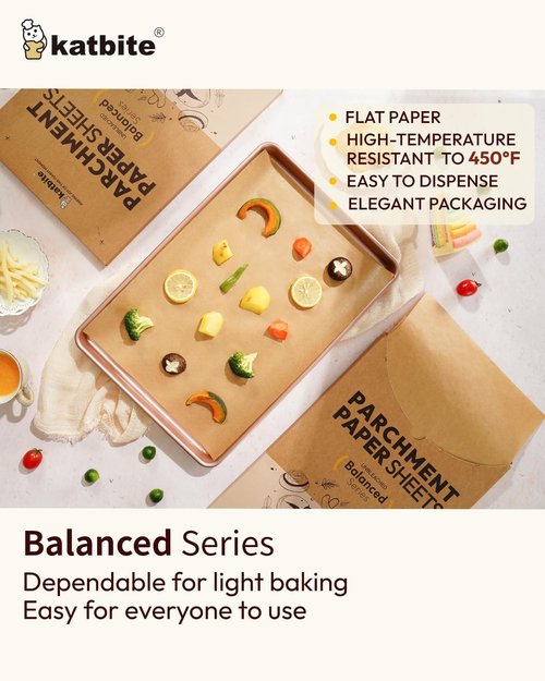 Katbite Parchment Paper Sheets - 220 Pcs Unbleached Non-Stick Baking Paper, 12x16 Inches | Perfect for Baking & Air Frying