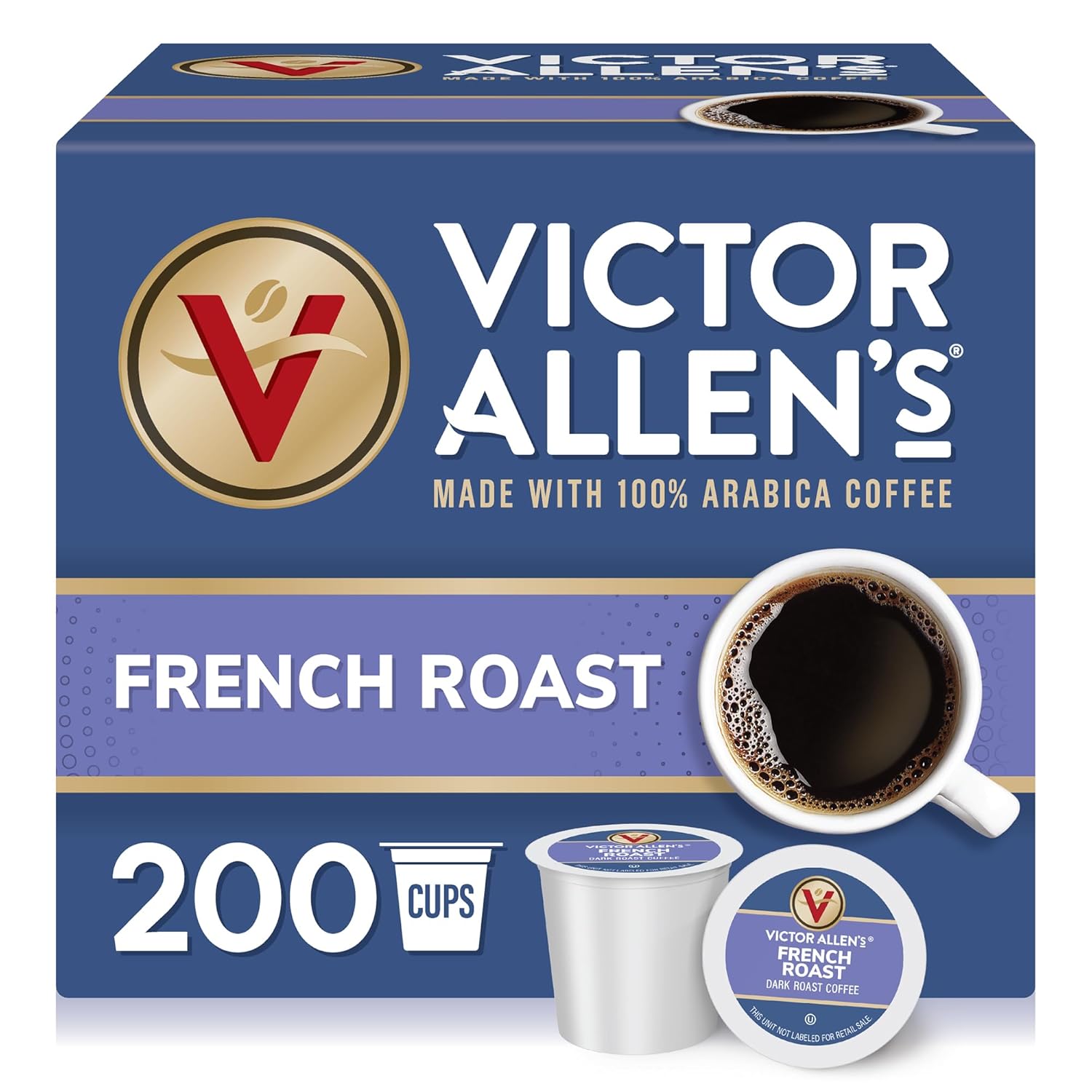 Victor Allen's Coffee French Roast - Dark Roast Single Serve Pods | 200 Count for Keurig K-Cup Brewers