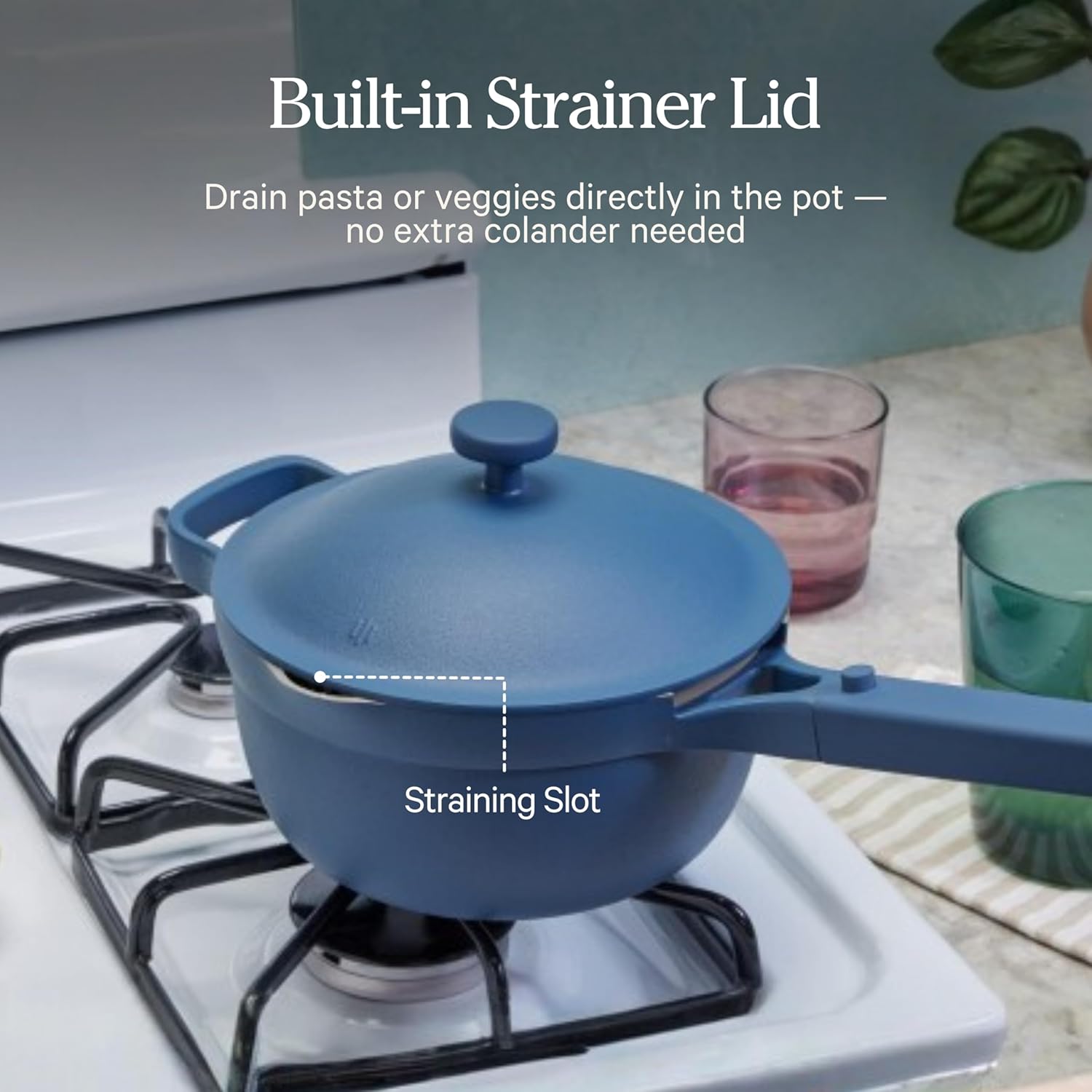 Our Place Mini Perfect Pot - 2.5 Qt Ceramic Cookware with Lid & Spatula | Patented 8-in-1, PFAS-Free, Induction & Oven-Safe up to 450°F