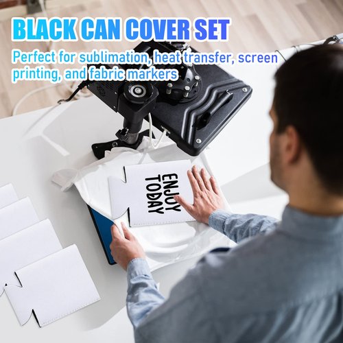 CHENGU 100 Pack Can Cooler Sleeves Neoprene Sublimation Insulated Beer Sleeves for Can Cooler Soda Drink Water Bottle Birthdays Weddings Bachelorette Party(Blank Style,White)