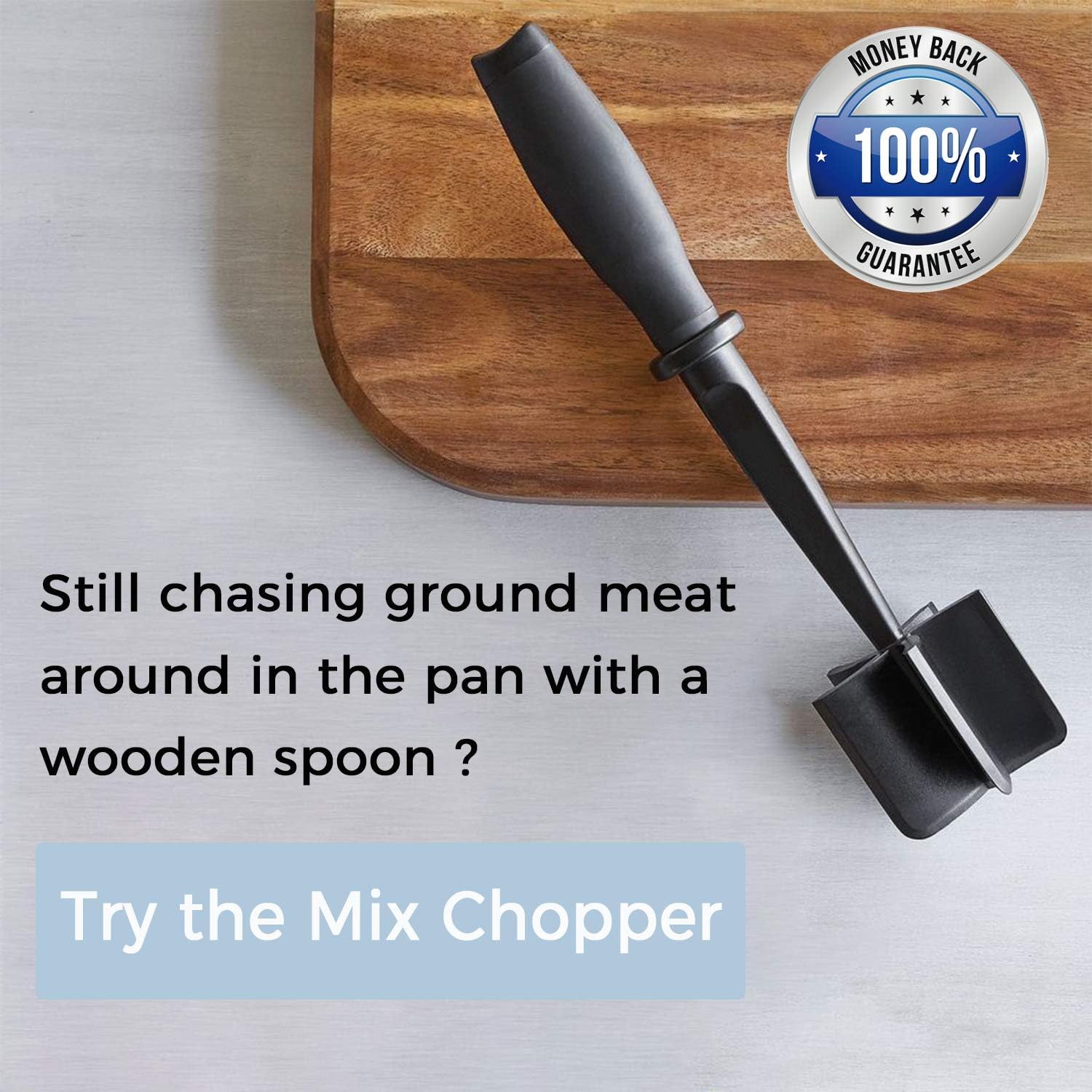 Skiennix Meat Chopper - 5 Curve Blades for Ground Beef & Turkey | Heat Resistant Nylon Utensil