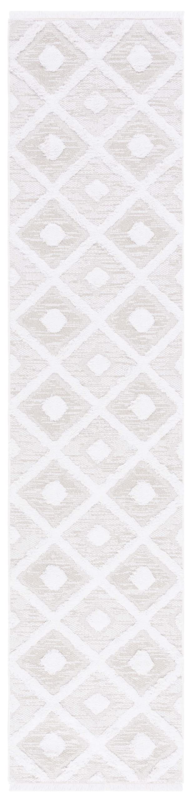 SAFAVIEH Augustine Collection Runner Rug - 2' x 9', Beige & Ivory, Moroccan Trellis Boho Rustic Fringe Design, Non-Shedding & Easy Care, Ideal for High Traffic Areas in Living Room, Bedroom (AGT730B)