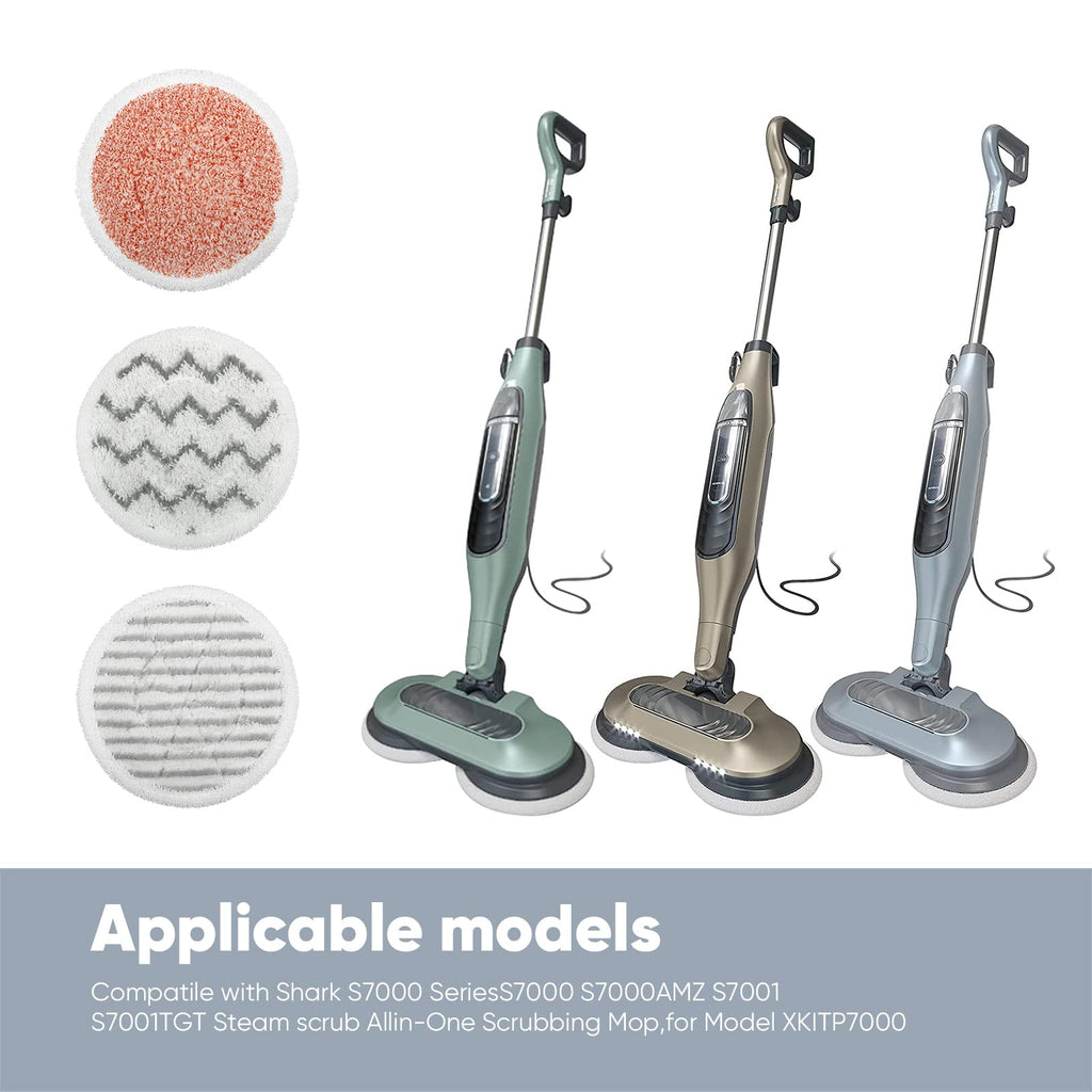 Zafolia Upgraded 4-Pack S7000 Pads Replacement Steam Mop Pads Compatible with Shark S7000AMZ S7001 S7001TGT S7000 Series Mop Pads, Steam & Scrub All-in-One Scrubbing