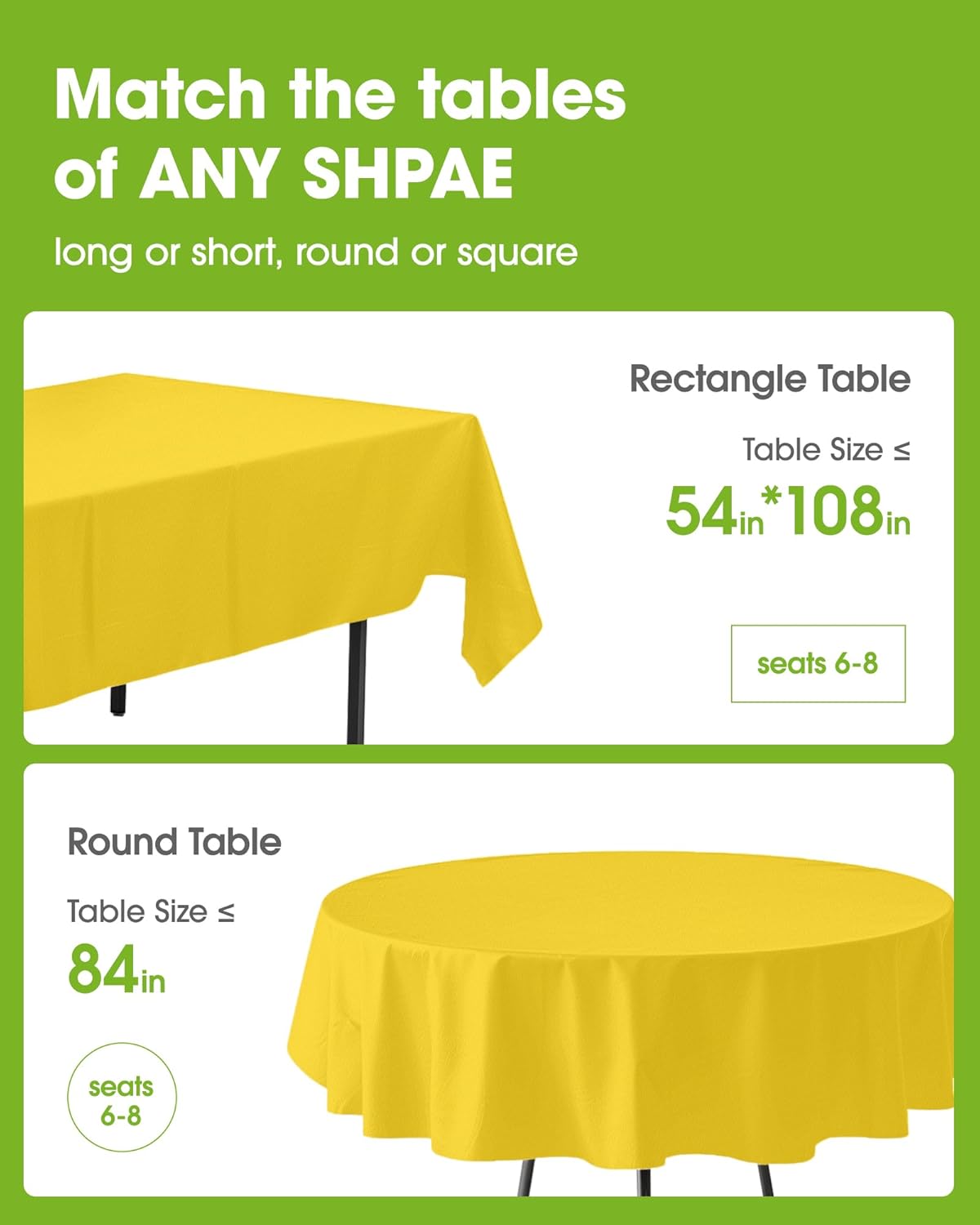 Pureegg Disposable Plastic Tablecloths - 12 Pack, 54 x 108 Inch, Leakproof Lemon Design for Easter Parties