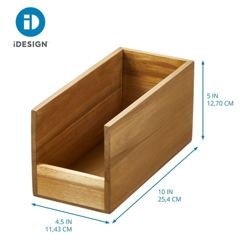 iDesign Acacia Wood Open-Front Bin for Pantry Organization – Natural
