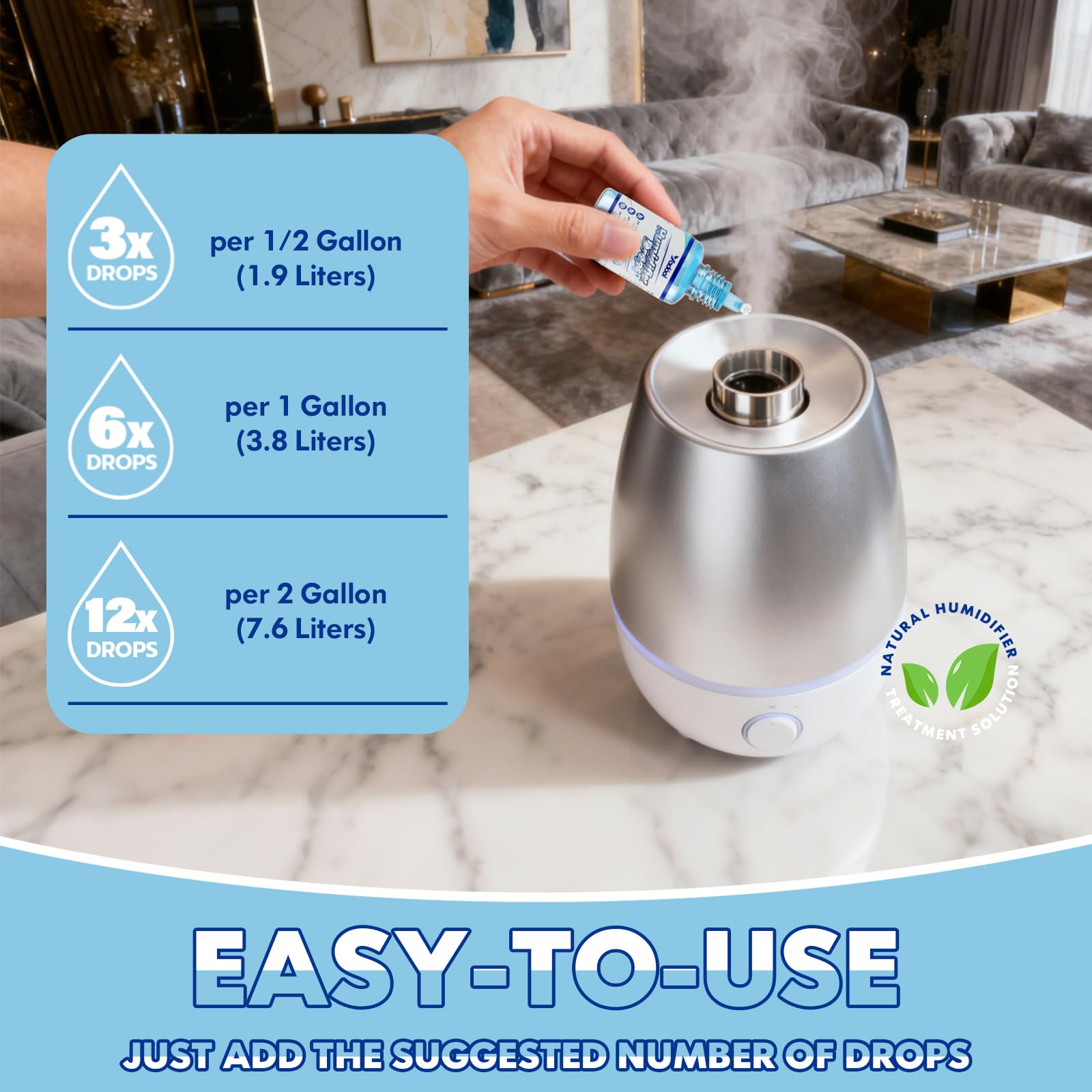 Yadool [5 Pack] Humidifier Cleaner Drops, Humidifier Water Treatment Cleaning Solution for All Makes & Models - Slows Buildup & Scaling - Deeply Cleans & Deodorizes Water - 500+ Day Supply