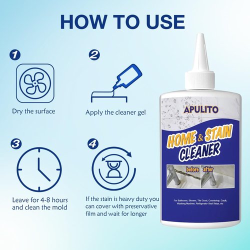APULITO Household Cleaner Gel - Powerful Bathroom & Kitchen Cleaner for Tiles, Grout & Sinks | 10 Fl Oz