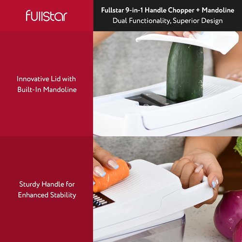 Fullstar Vegetable Chopper & Mandoline Slicer - 9-in-1 Kitchen Food Chopper with Container & Cheese Grater, White