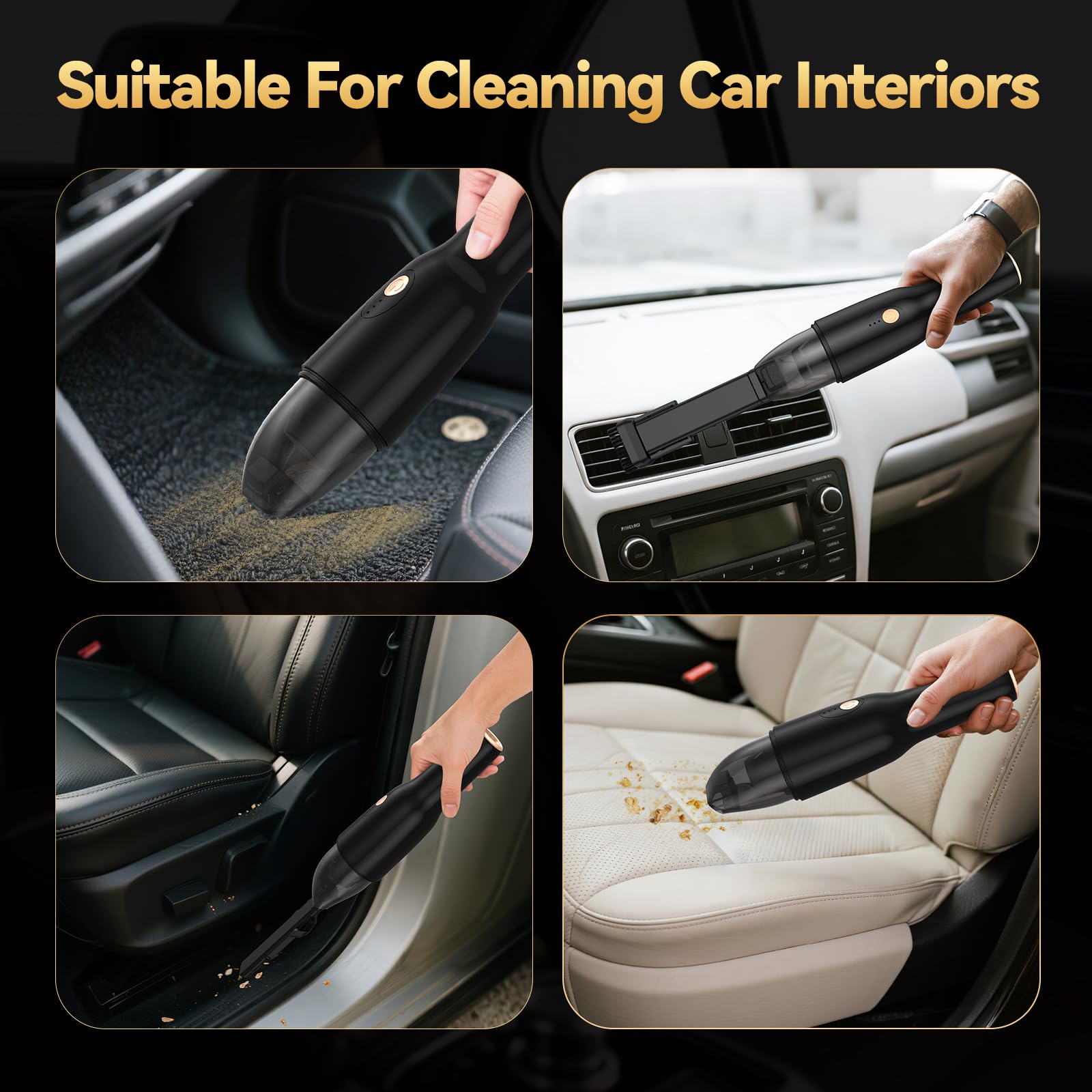 Blozor Handheld Vacuum Cordless -Car Vacuum Portable Rechargeble -Hand Held Small Vacuum Cleaner Car Seats, Home, Quick Clean up, Strong Suction, Lightweight, Includes Crevice Nozzle & Brush-H3