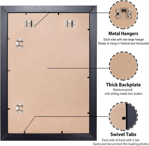 LaVie Home 22x28 Black Picture Frame - Display 18x24 Photos with Mat or 22x28 Without Mat