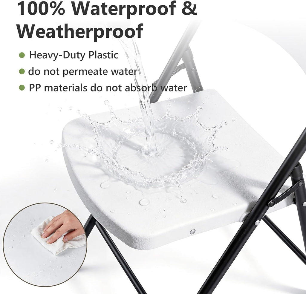 Plastic Folding Chairs 4-Pack - Sturdy Metal Design | Heavy-Duty 350 lbs Capacity for Indoor & Outdoor Use
