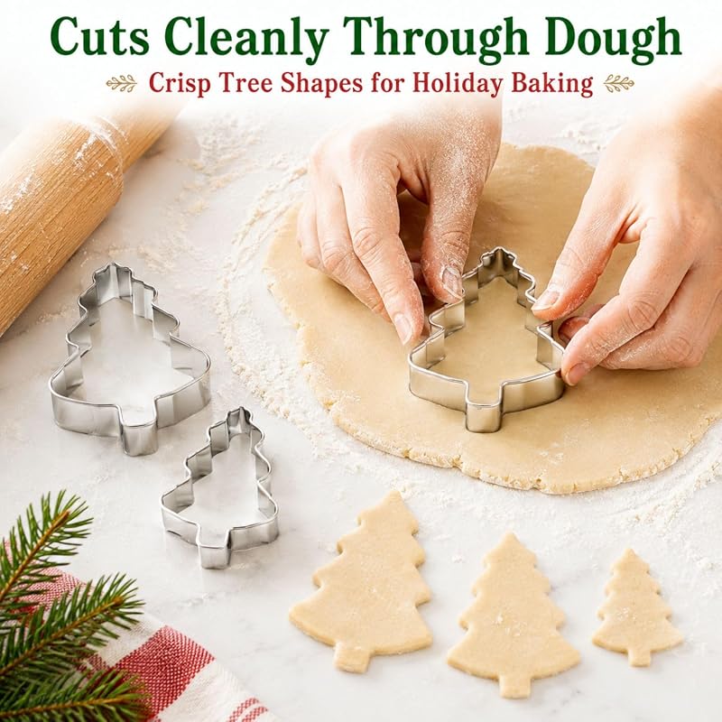 Christmas Tree Cookie Cutters Set, 9-Piece Stainless Steel Bakeware