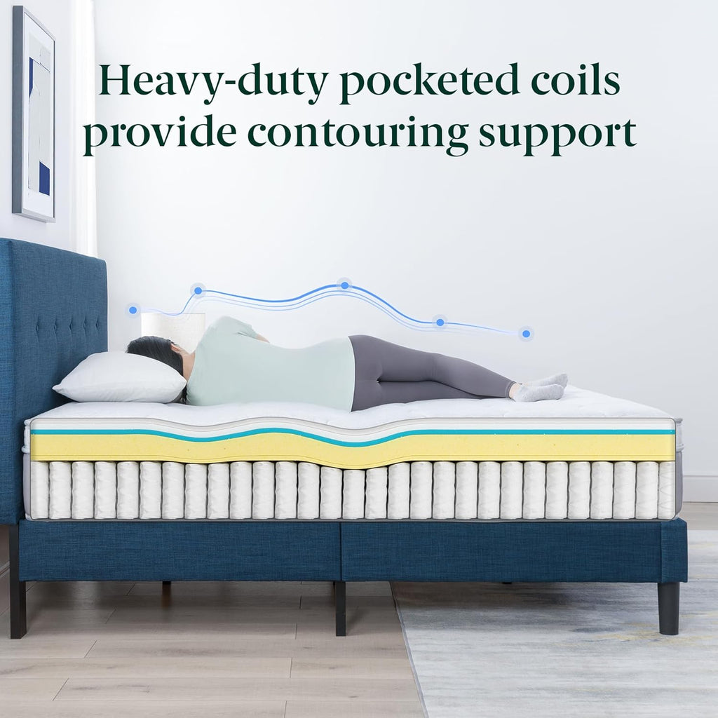 Zinus Cool Support Queen Hybrid Mattress - Cooling Gel Memory Foam & Heavy-Duty Coils for Soothing Pressure Relief