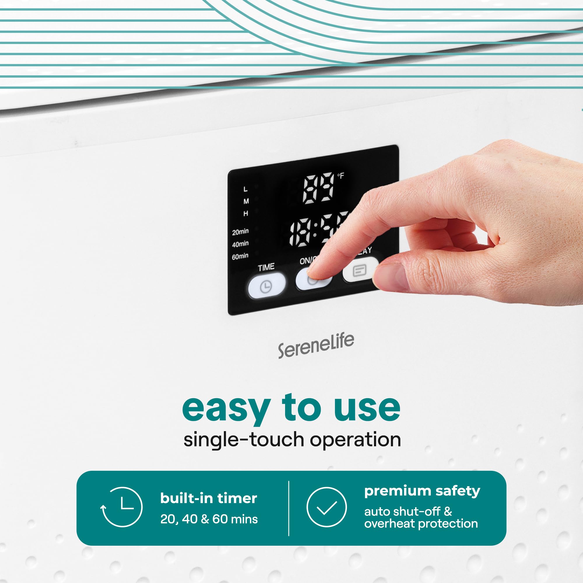 SereneLife Rectangular Towel Warmer Bucket, Large Capacity Blanket and Towel Warmer for Bathroom, Single-Touch Control, Energy-Efficient Design with Auto Shut-Off, 20L Capacity, White