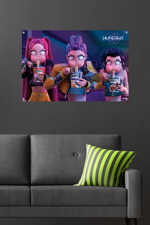 Huntrix Noodles | Netflix KPop Demon Hunters 2025 Wall Poster & Push Pin Bundle - 34"L x 22.4"W