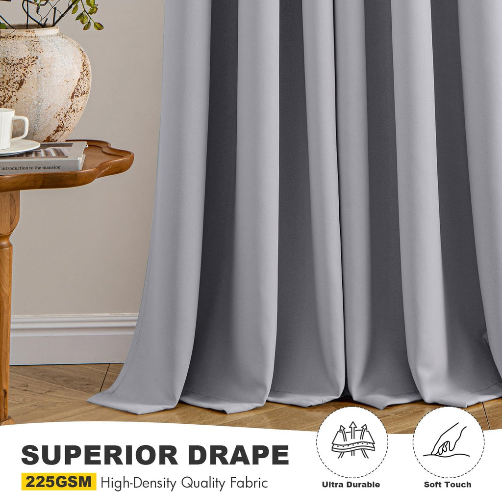 MIULEE Light Grey Blackout Curtains - Thermal Insulated Room Darkening Drapes | 72 Inches Long, 2 Panels