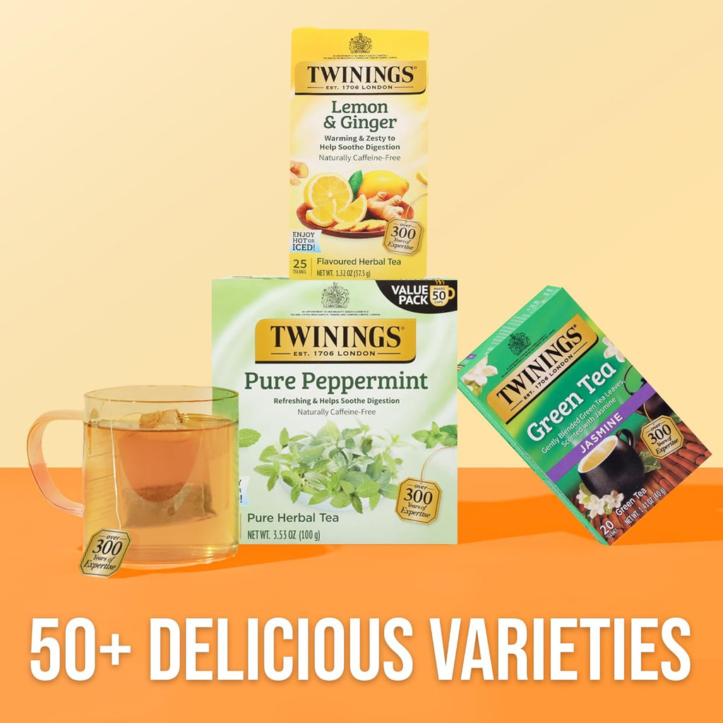 Twinings Lemon & Ginger Herbal Tea - Spicy Ginger & Lemon Peel | 150 Individually Wrapped Bags