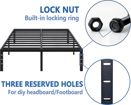 Jetoo Metal Bed Frame - Twin Size with Storage Space | Heavy-Duty Sturdy Foundation, Easy Assembly, Black, 14 Inch