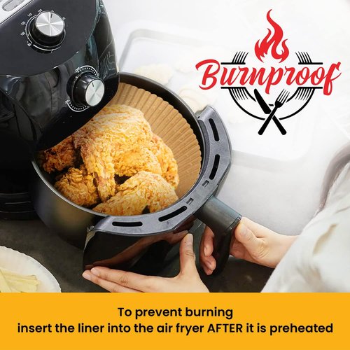 Baker's Signature Air Fryer Liners - 125 Pcs Non-Stick Disposable Parchment Paper for 2-4 Qt Air Fryers