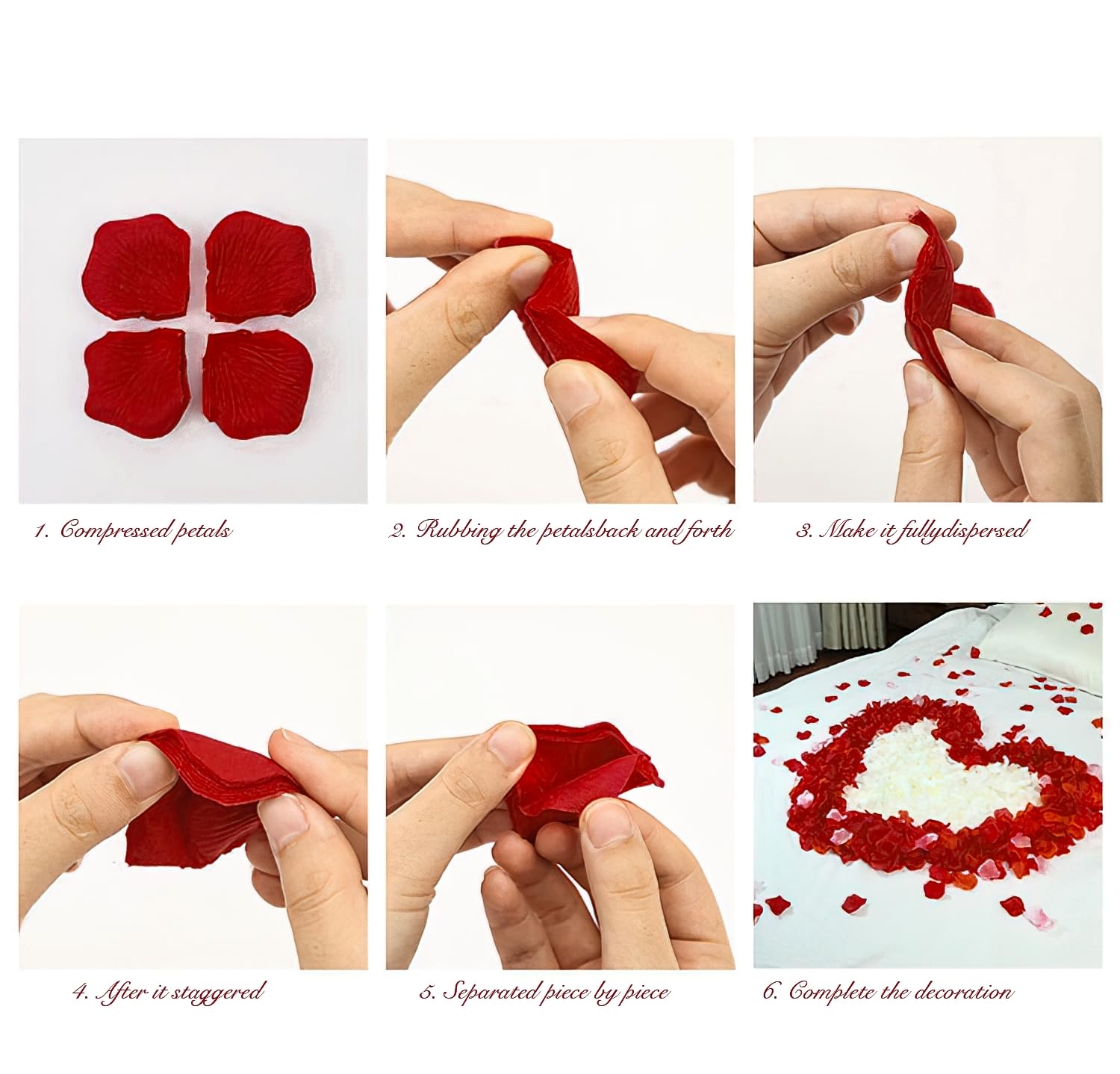 Pyrrhiax 2000 Pcs Rose Petals, Artificial Flower Petals Fake Rose Petals for Romantic Night,Wedding,Proposal Anniversary Flower Decorations(Dark Red, 2000pcs)