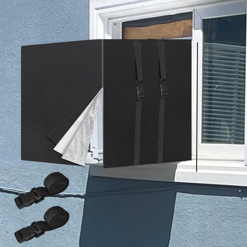 Insulated Air Conditioner Cover for Window Units, 21"L×15"H ×16"D 3 Layers Insulation Window AC Cover, Heavy Duty Waterproof Defender AC Unit Covers for Outside with Straps for Outdoor Protection