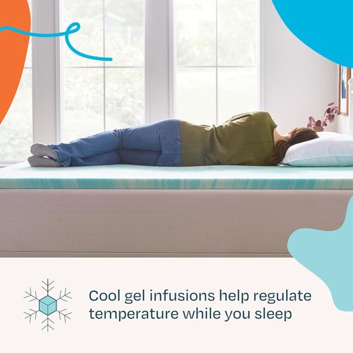 Linenspa 2 Inch Gel Memory Foam Mattress Topper - Full Size Cooling & Pressure Relieving | CertiPUR Certified