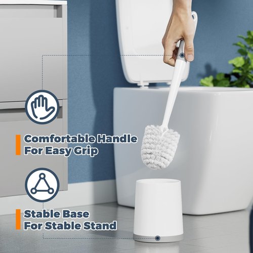 Holaloha Toilet Brush, 3 Pack Toilet Brushes for Bathroom with Holder, Bathroom Accessories Toilet Bowl Brush with 3 Clean Brush, Toilet Scrub Brush, Toilet Brush Set for Deep Cleaning, White