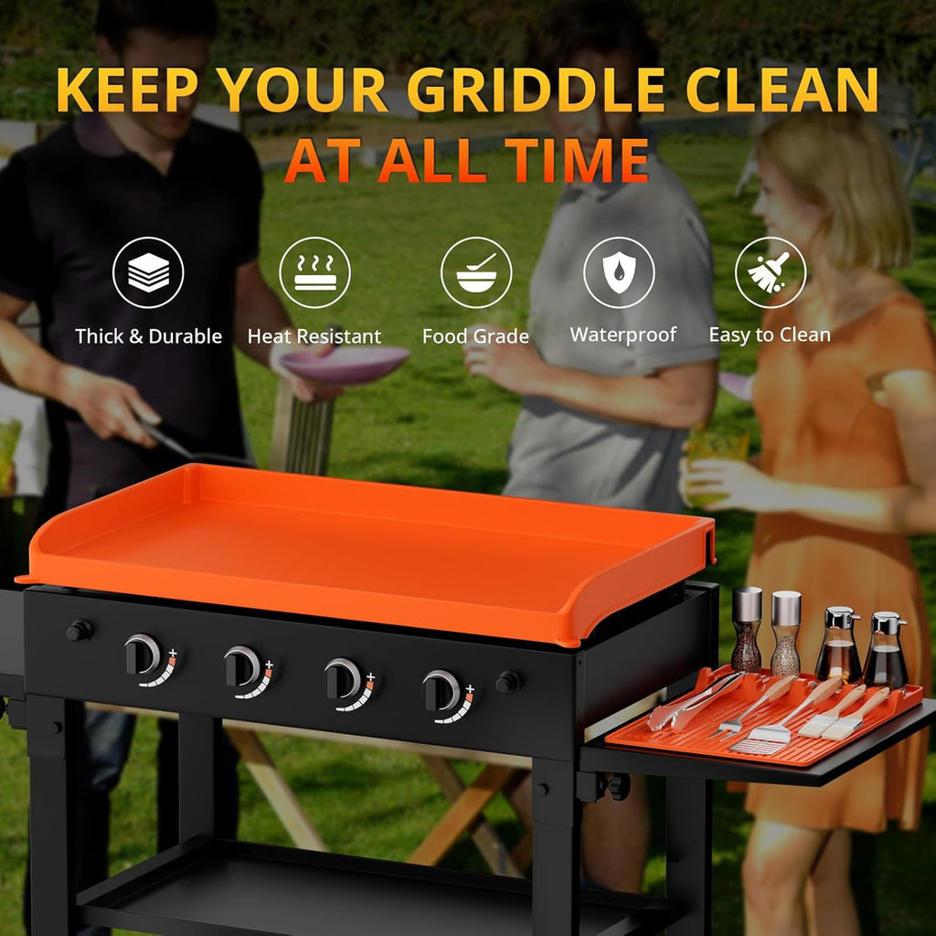Blackstone Silicone Griddle Cover - 36" Premium Food-Grade BBQ Mat with 16" Spatula & Drip Pad