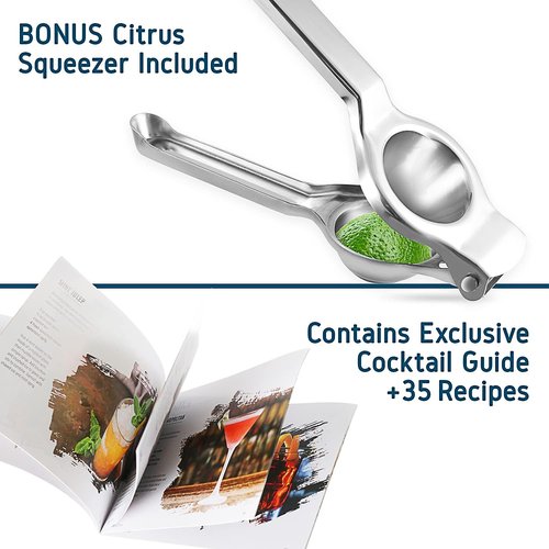 Eatex Cocktail Shaker Set - 28-Piece Stainless Steel Mixology Kit with Bar Tools & Recipe Book | Silver