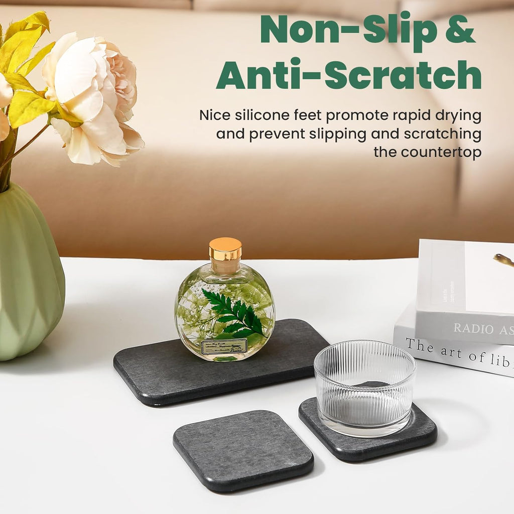 Skiennix Diatomaceous Earth Tray Set - Fast Drying Soap & Toothbrush Holders | 3-Piece Bathroom Accessory Set