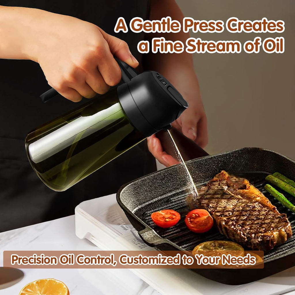 YARRAMATE Light-Blocking Dark Oil Sprayer - 16oz Olive Oil Dispenser Bottle | Premium Food-Grade Glass, Black