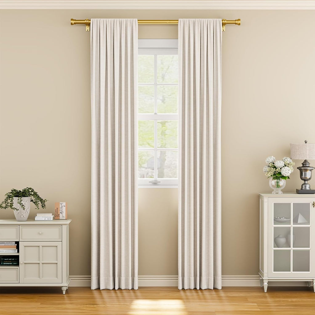 YaFex Adjustable Curtain Rods - Heavy Duty 1 Inch, 32-58 Inch, Modern Gold Design, Easy Installation