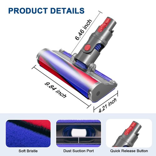 ilovelife Soft Roller Cleaner Head Compatible with Dyson V7 V8 V10 V11 Vacuum Cleaner, Fluffy Roller Head Replacement Parts for Hardwood and Smooth Surfaces