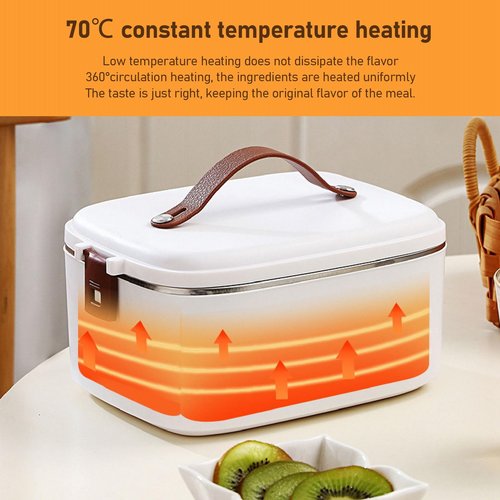 Zerodis Electric Food Heater for Work, Fast Portable Heated Lunch Box 1.8L Heated Lunchbox for Adults 2 in 1 Stainless Steel Interior Portable Food Warmer