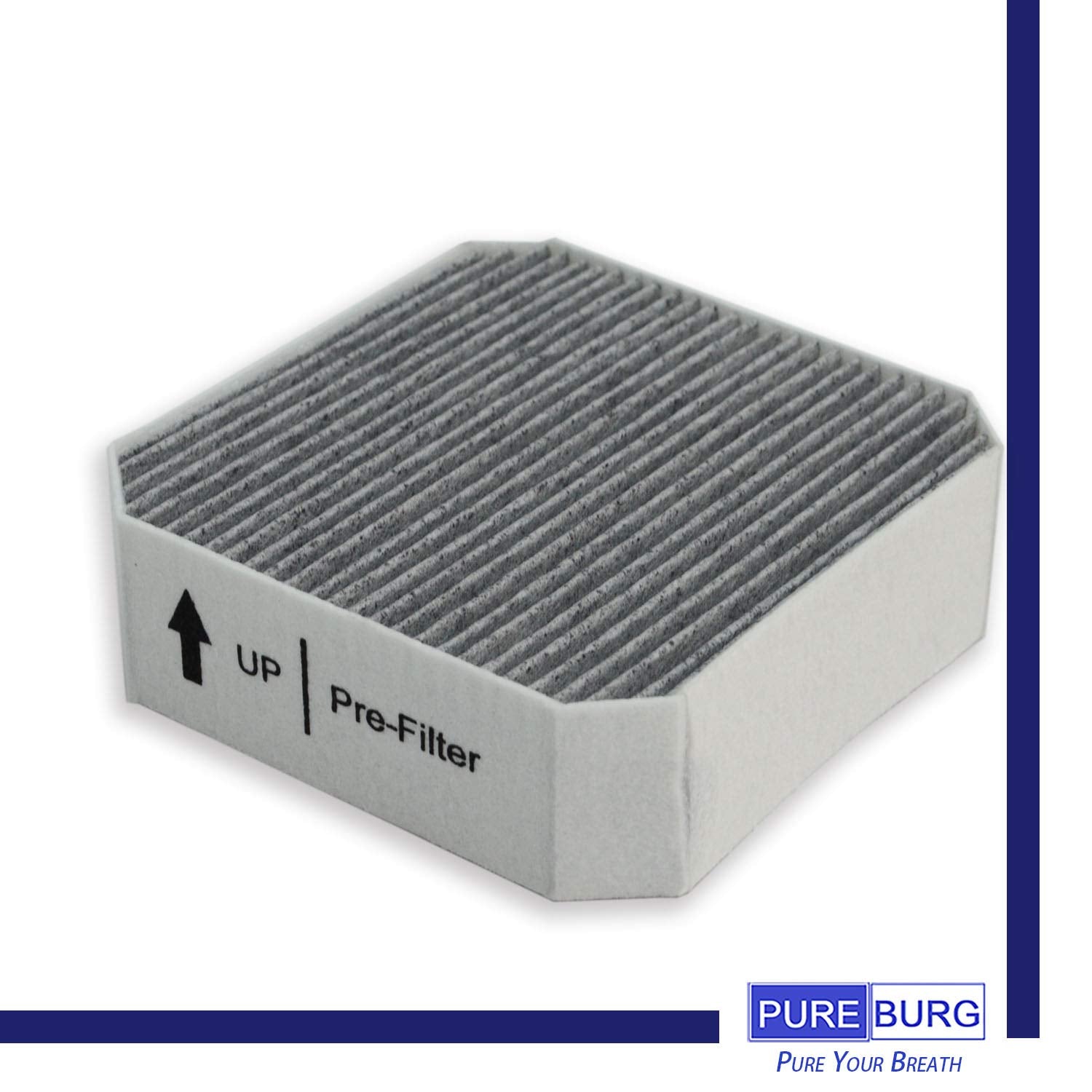 PUREBURG Replacement Pre-Filter Compatible with Molekule Air Purifier, 2-Pack High-efficiency HEPA Activated Carbon 2-in-1 Air Clean Dust VOCs Odor