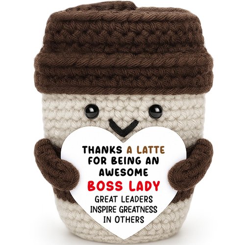 Boss Gifts for Women Boss Lady Leader Manager Supervisor Birthday Handmade Crochet Coffee Mug Cup Gifts Coffee Lover Thank You Best Great Leader Female Desk Office Decor Bosses Day Christmas