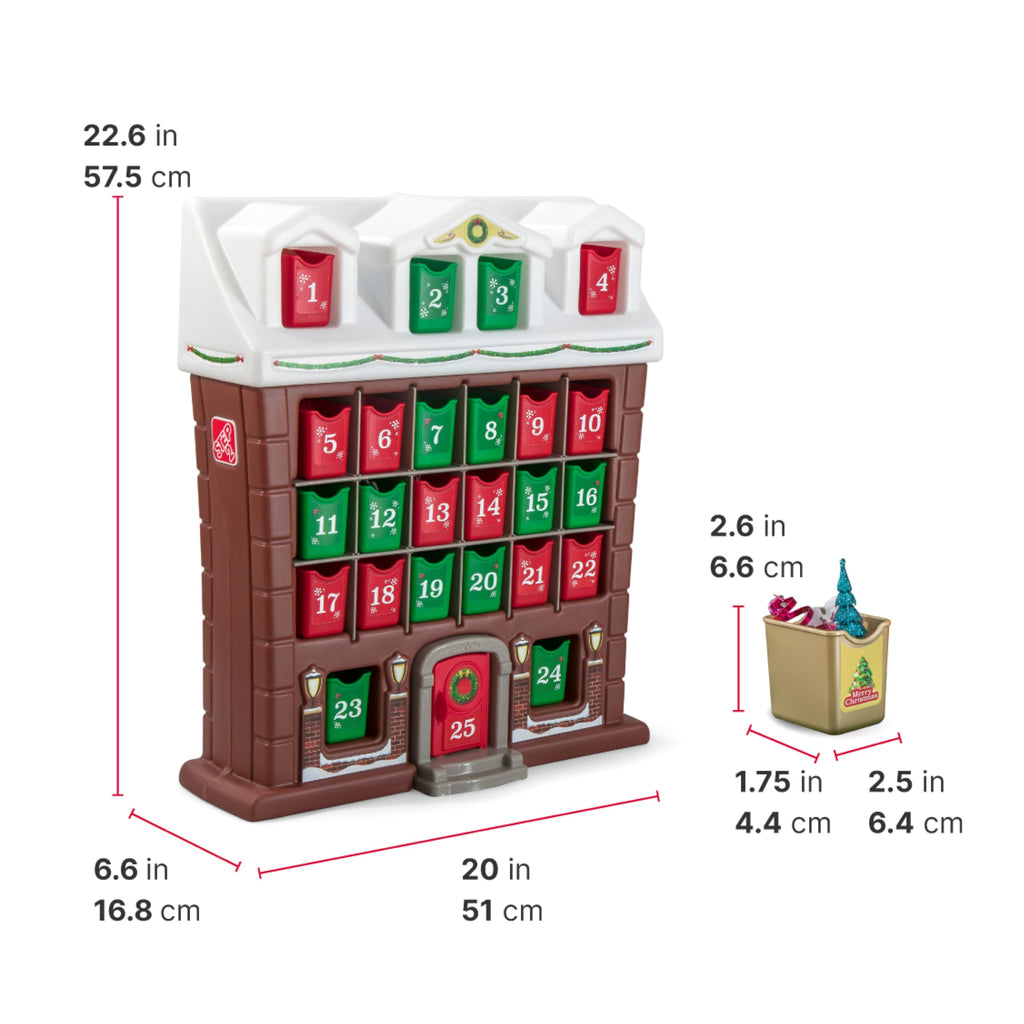 Step2 My First Advent Calendar, Kids Interactive Christmas Toy, Includes 25 Toy Refillable Bins, Hide Surprises for Holiday Excitement, Made of Durable Plastic, for Toddlers 1.5+ Years Old
