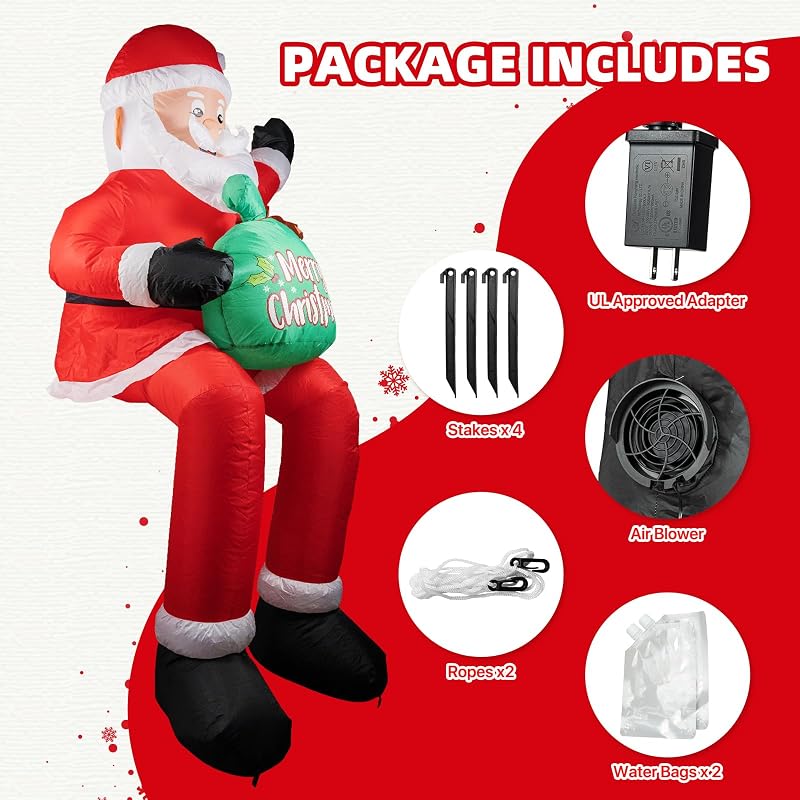 5.6 ft Christmas Inflatable Santa Claus with LED Lights – Weatherproof Yard Decor