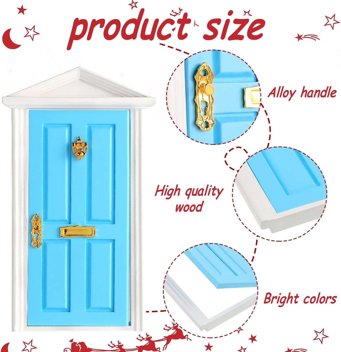Skiennix 20 Pcs Christmas Elf Fairy Doors - Enchanted Miniature Outdoor Decor for Kids | Red & Blue