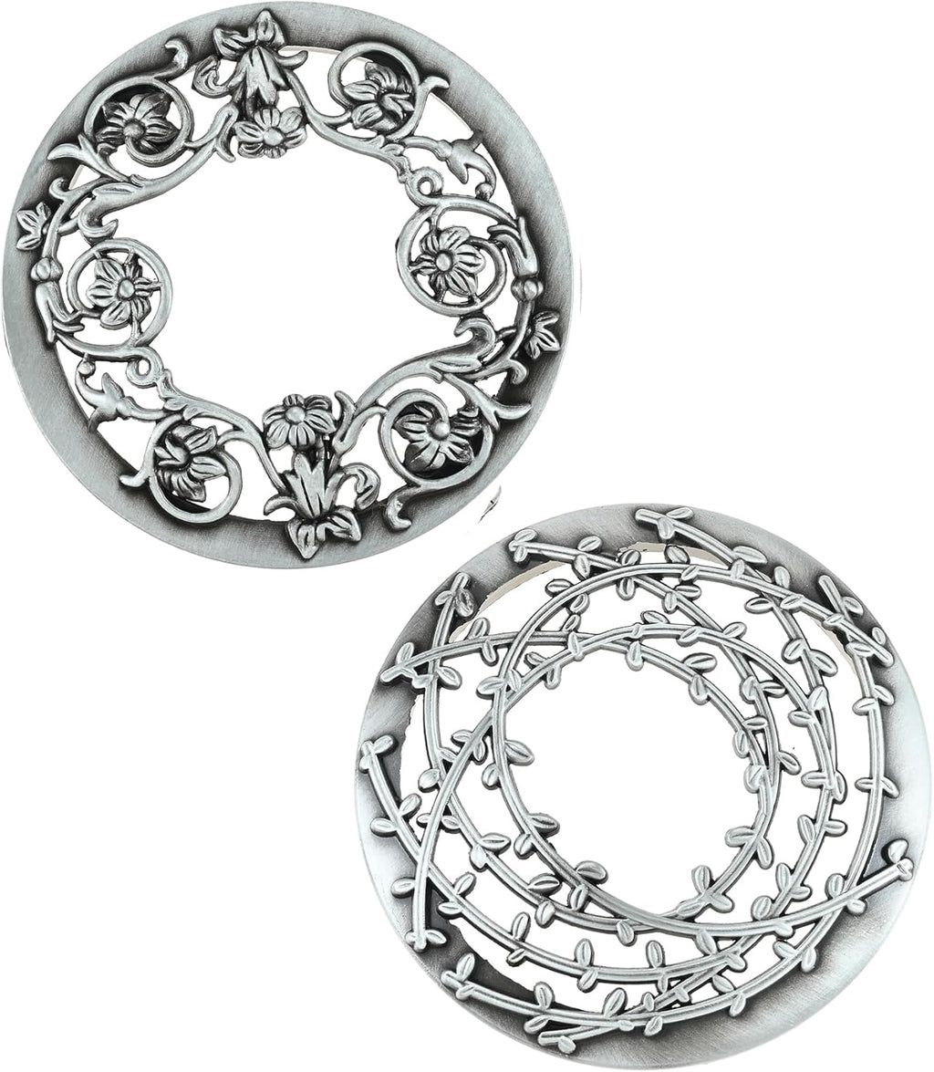 Skiennix Candle Toppers - Set of 2 Silver Metal Lids with Floral Design | Fits 80mm Yankee Candles, Enhances Even Burning, Perfect Gift for Women