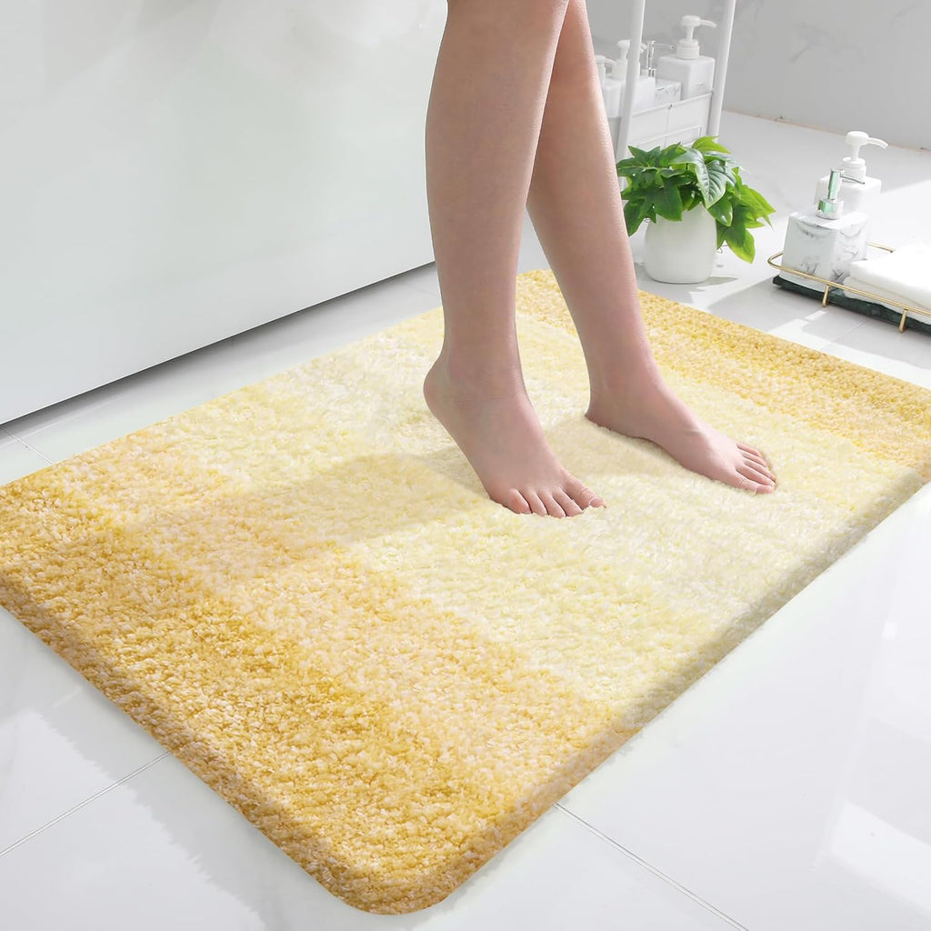 OLANLY Bath Rug Mat - Extra Soft Microfiber | Quick Dry & Machine Washable | 36x24 Inches - Light Yellow