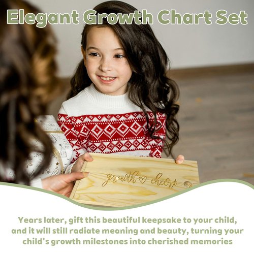 Baby Growth Height Chart with Keepsake Box Hook Pen Set 79 Inches Removable Ruler Measuring Chart Waterproof Canvas Measure Removable Wall Decor for Baby Kids Toddlers