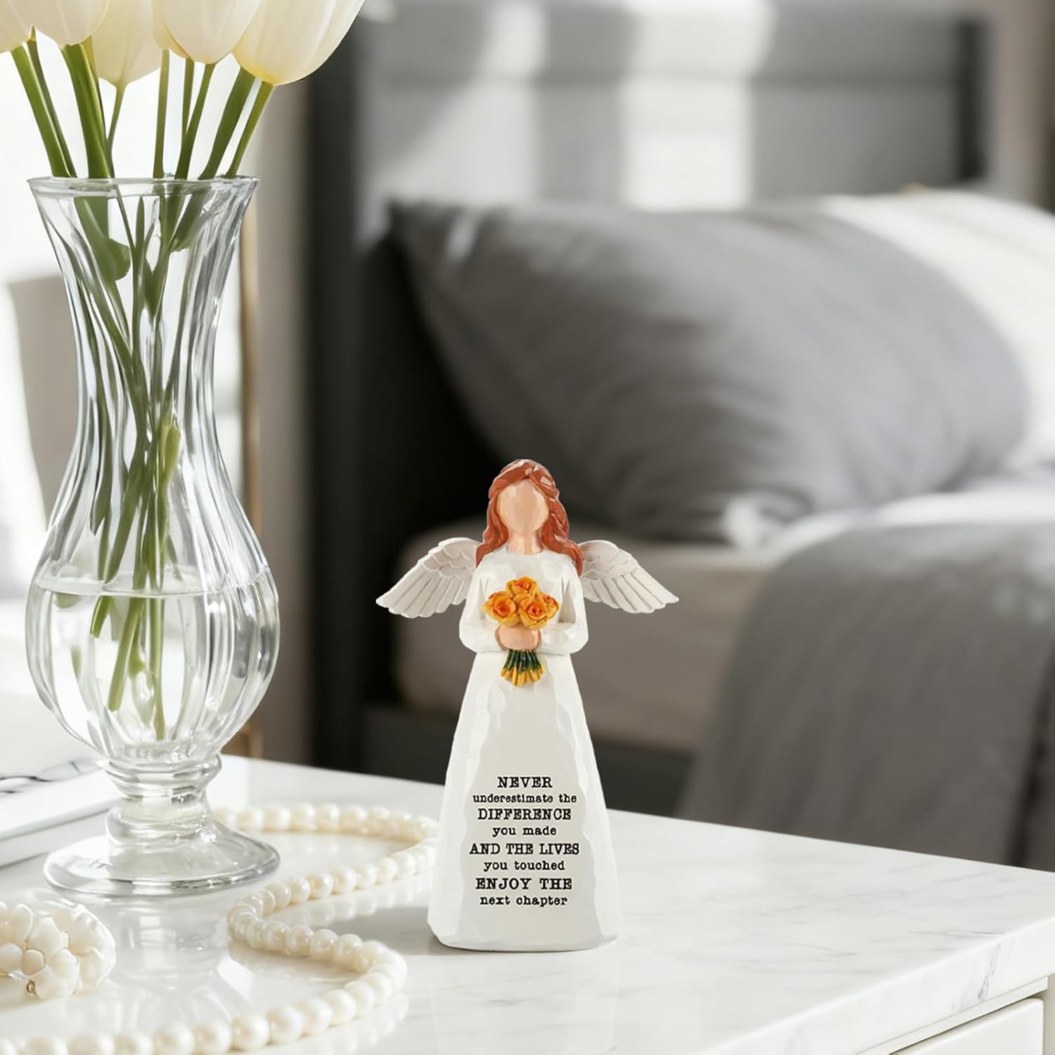 Regine Switzerland Retirement Gift - Elegant 5.9” Handcrafted Resin Angel Figurine for Women | Perfect for Nurses, Teachers, and Friends