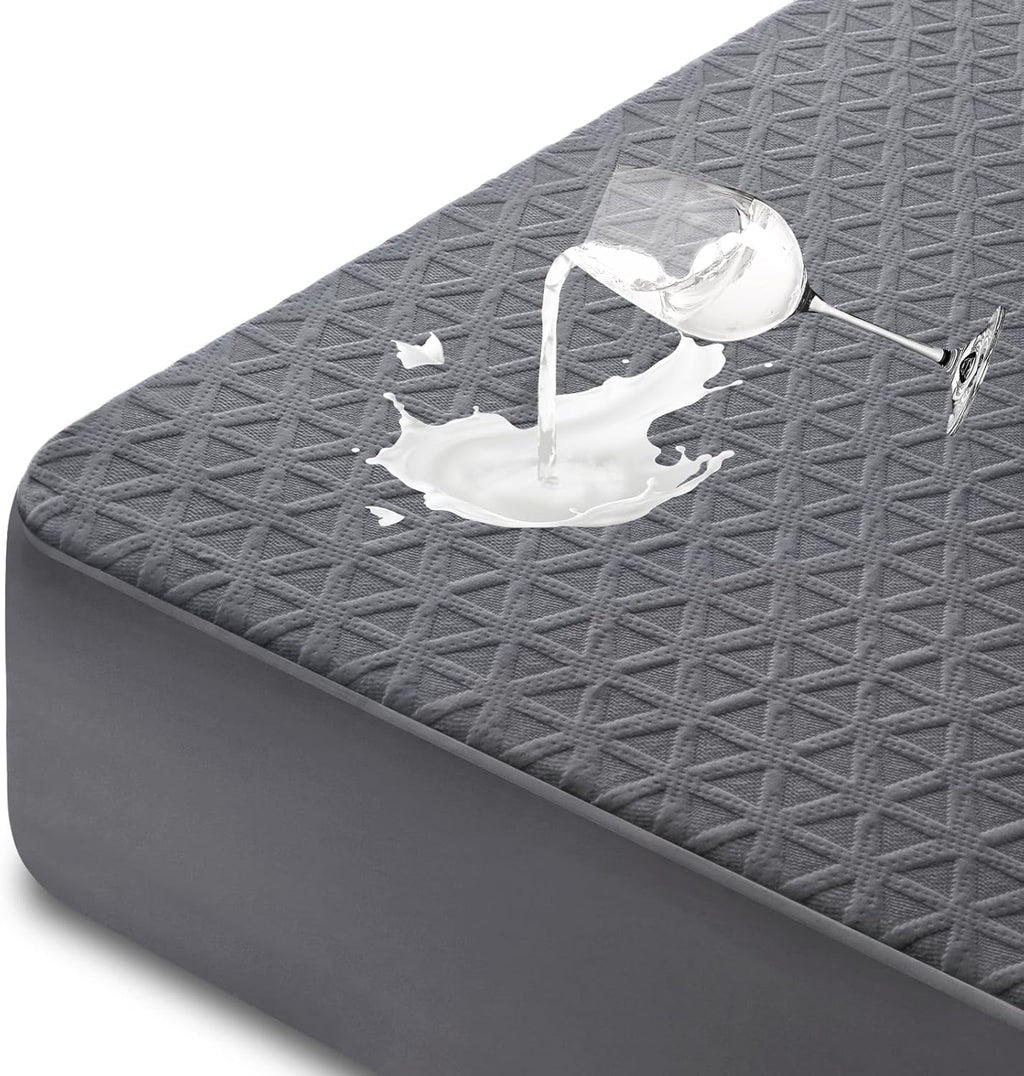 Regine Switzerland Premium Waterproof Mattress Protector - Breathable Cooling Bed Cover, Twin Size, Gray