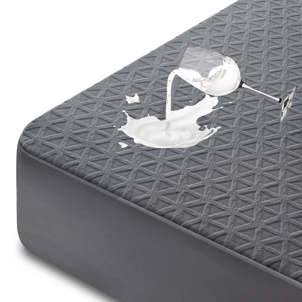 Premium Waterproof Mattress Protector Queen Size, Breathable Bed Cover 3D Air Fabric Cooling Mattress Pad Cover Smooth Soft Noiseless Washable, 8''-21'' Deep Pocket (Gray)