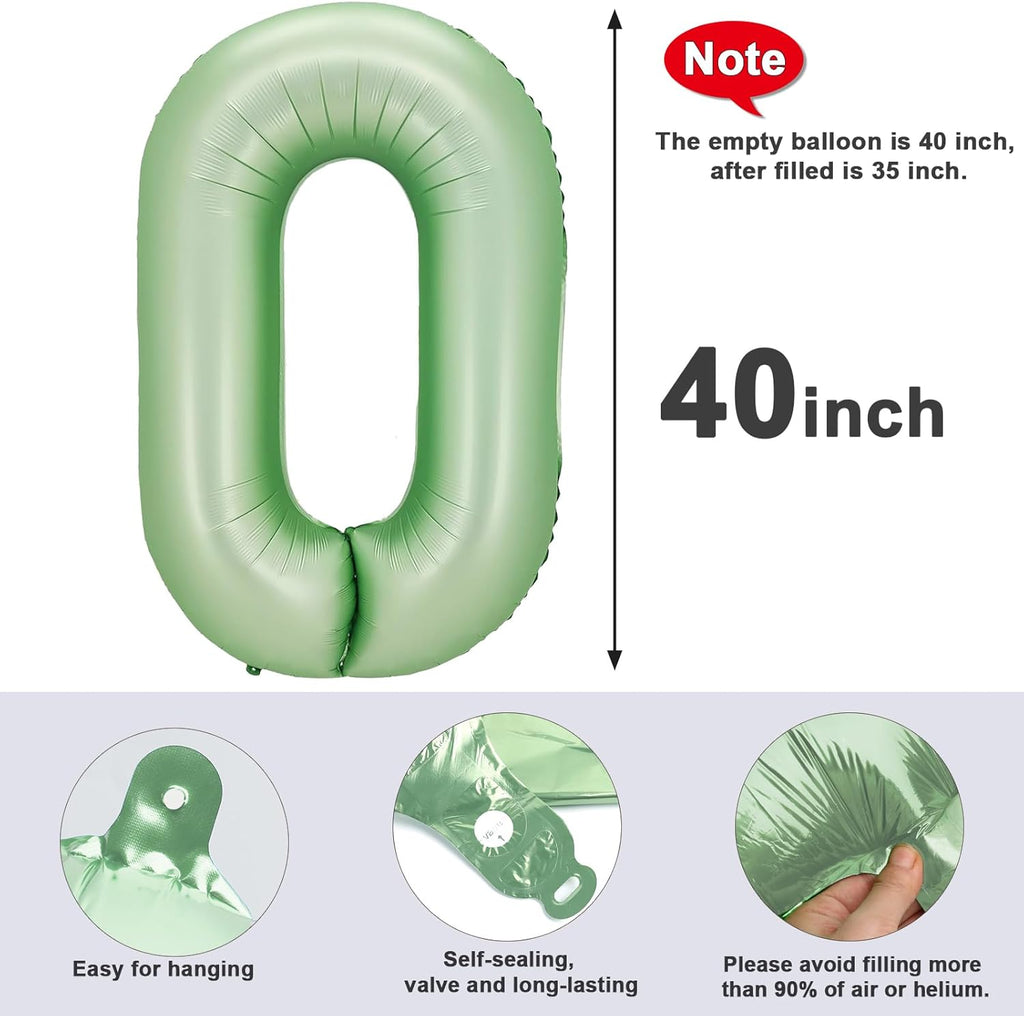 Number 0 Balloons - 40 Inch Olive Green Birthday Decorations for Milestone Events | Baby Showers