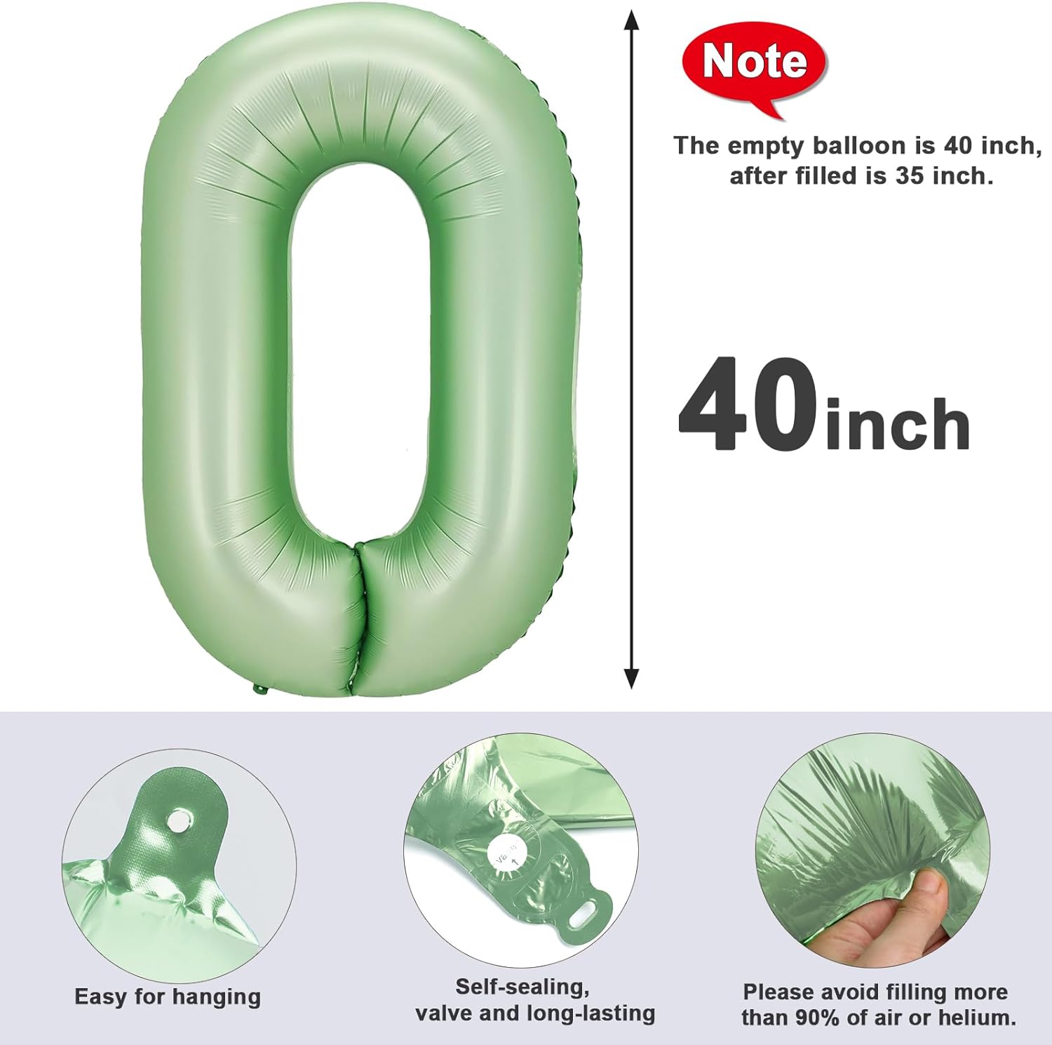 Number 0 Balloons - 40 Inch Olive Green Birthday Decorations for Milestone Events | Baby Showers