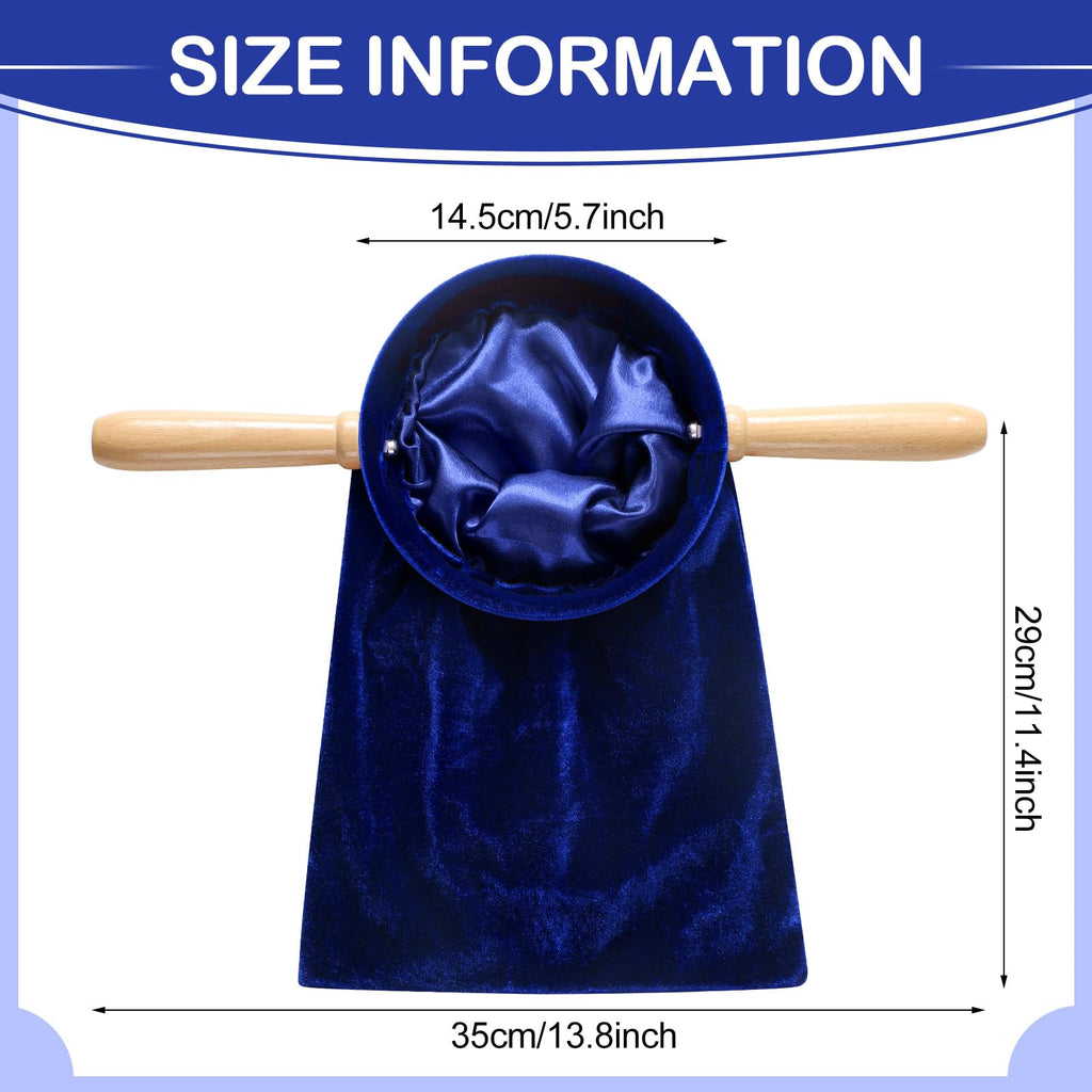 Tioncy Set of 2 Church Tithe Offering Bags with Wooden Handles Church Collection Bag with Handles for Churches Communion Supplies (Blue,13.78 x 5.71 Inch)